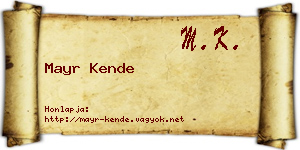 Mayr Kende névjegykártya